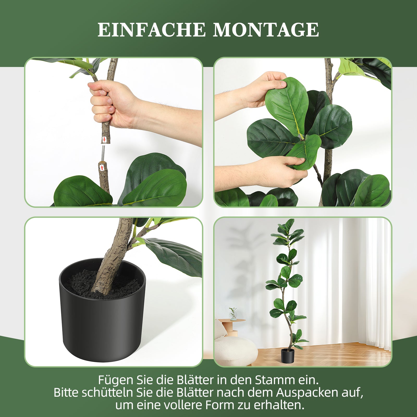 Planta artificial de fácil limpieza sin riego